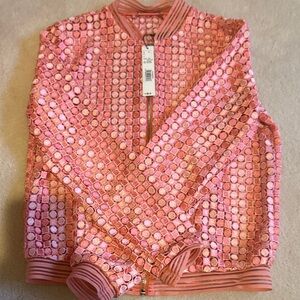 Elie Tahari Textured Pink Bomber Jacket